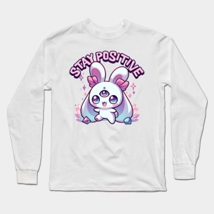 Stay Positive Three Eyed Moon Bunny Long Sleeve T-Shirt